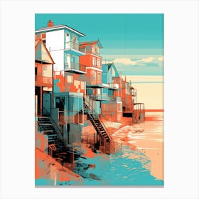 Abstract Illustration Of Southend On Sea Beach Essex Orange Hues 1 Canvas Print