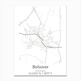 Bolsover,United Kingdom Minimalist Map Canvas Print