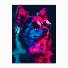 Beautiful Dog Under Neon Lights 6 Canvas Print