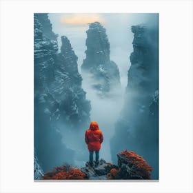 Man Standing On A Cliff Canvas Print