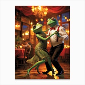 Male Frog And Female Frog Tango Dancing In An Argentine Restaurant Attire Coordinated Atmosphere B 1 Canvas Print