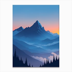 Misty Mountains Vertical Composition In Blue Tone 65 Canvas Print