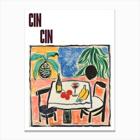 Cin Cin Poster Table With Wine Matisse Style 7 Canvas Print