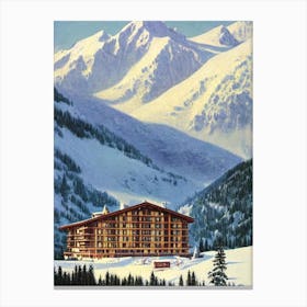 Courmayeur, Italy Ski Resort Vintage Landscape 1 Skiing Poster Canvas Print