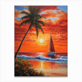 Sunset Sailboat Canvas Print