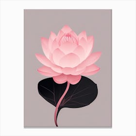 A Pink Lotus In Minimalist Style Vertical Composition 4 Canvas Print