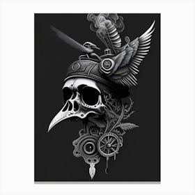 Skull With Bird Motifs 5 Colourful Stream Punk Canvas Print