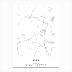 Elze,Germany Minimalist Map Canvas Print