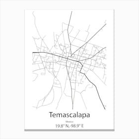 Temascalapa,Mexico Minimalist Map Leinwandbild