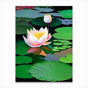 Blooming Lotus Flower In Pond Fauvism Matisse 2 Canvas Print