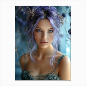 Blue Hair Girl Canvas Print