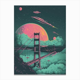 Aliens Over Golden Gate Bridge Canvas Print