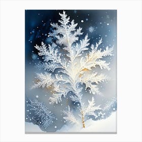 Fernlike Stellar Dendrites, Snowflakes, Storybook Watercolours 3 Canvas Print