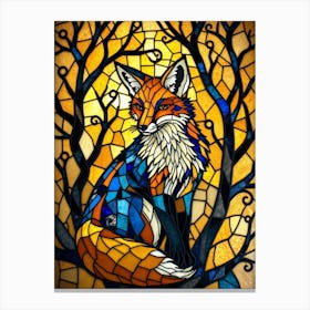 Stained Glass Fox 3 Canvas Print