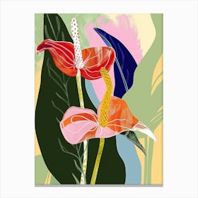 Colourful Flower Illustration Flamingo Flower 3 Canvas Print