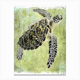 Light Green Tranquil Sea Turtle Canvas Print