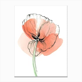 Watercolor Poppy Flower 1 Canvas Print