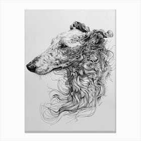 Borzoi Dog Line Sketch 1 Canvas Print