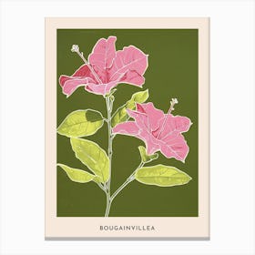 Pink & Green Bougainvillea 3 Flower Poster Canvas Print