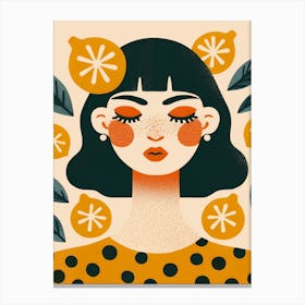 Girl With Lemons Aesthetic Portrait  Canvas Print