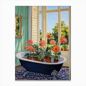 A Bathtube Full Of Chrysanthemum In A Bathroom 4 Canvas Print