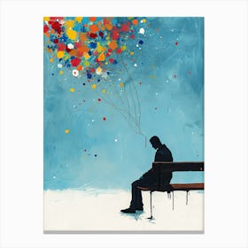 Man Sitting On A Bench, Minimalism 1 Canvas Print