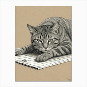 Cat On Paper Canvas Print