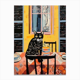 Cat At The Table 1 Canvas Print