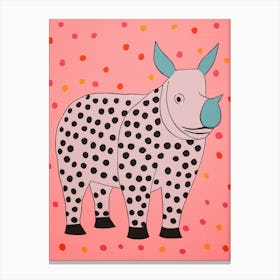 Pink Polka Dot Rhinoceros 2 Canvas Print