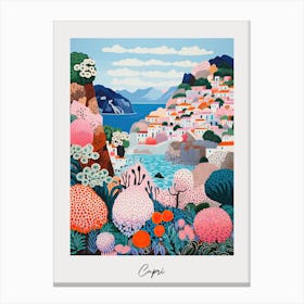 Poster Of Capri, Italy, Illustration In The Style Of Pop Art 3 Canvas Print
