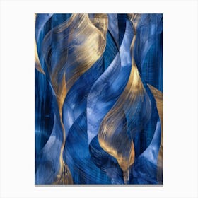 Blue And Gold Abstract Painting 12 Canvas Print