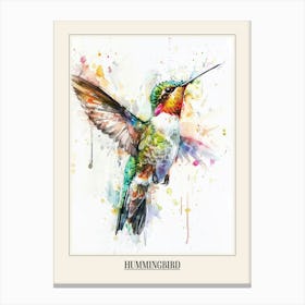 Hummingbird Colourful Watercolour 3 Poster Canvas Print
