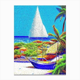 Isla Mujeres Mexico Pointillism Style Tropical Destination Canvas Print