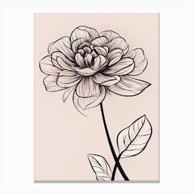 Dahlia Line Art Flowers Illustration Neutral 3 Canvas Print
