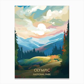 Olympic National Park Travel Poster Illustration Style 8 Canvas Print