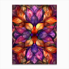 Colorful Stained Glass Flowers 23 Canvas Print