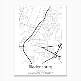 Bladensburg,United States Minimalist Map 1 Canvas Print