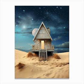 Cosmic cabin on the desert dunes under a cosmic night sky 2 Canvas Print