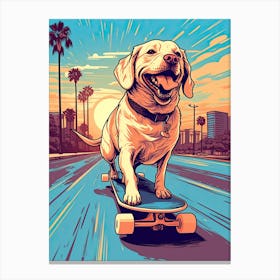 Labrador Dog Skateboarding Illustration 2 Canvas Print