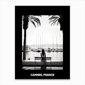 Poster Of Cannes, France, Mediterranean Black And White Photography Analogue 3 Canvas Print