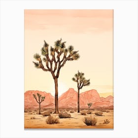  Minimalist Joshua Trees At Dawn In Desert Line Art 5 Canvas Print