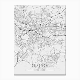 Glasgow City Map Canvas Print