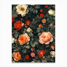 William Morris Inspired Flower Pattern 17 Canvas Print