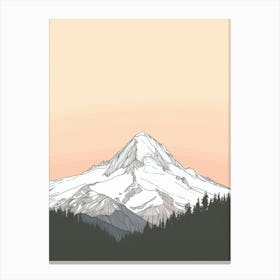 Mount Baker Usa Color Line Drawing (6) Canvas Print
