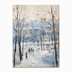Winter City Park Painting Parc De La Tete D Or Lyon France 4 Canvas Print
