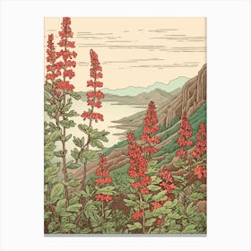 Hagi Bush Clover 1 Japanese Botanical Illustration Canvas Print
