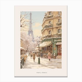 Vintage Winter Poster Paris France 5 Canvas Print
