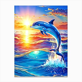 Dolphin Jumping In The Ocean Canvas Print