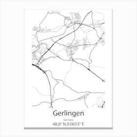 Gerlingen,Germany Minimalist Map Canvas Print