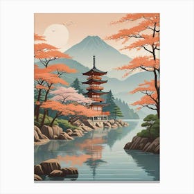 Miyajima Island Japan Vintage Travel Art (1) Canvas Print